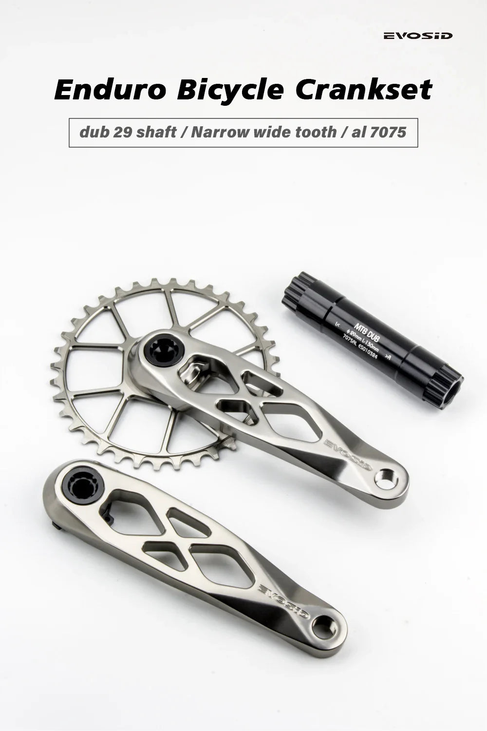 EVOSID Ultralight MTB Bike Crank 165mm DUB Axis 29mm Mountain Bicycle Crankset 170mm 3-nail Straight Installation For Enduro AM