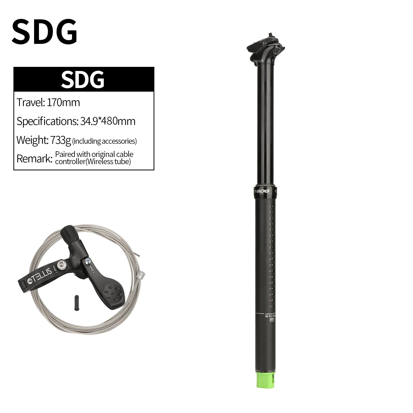 MTB Dropper Seatpost Aluminum Alloy 34.4MM Inner Wiring Control Seat Tube 125/150/170/200mm Travel Meroca Wire Control Lever