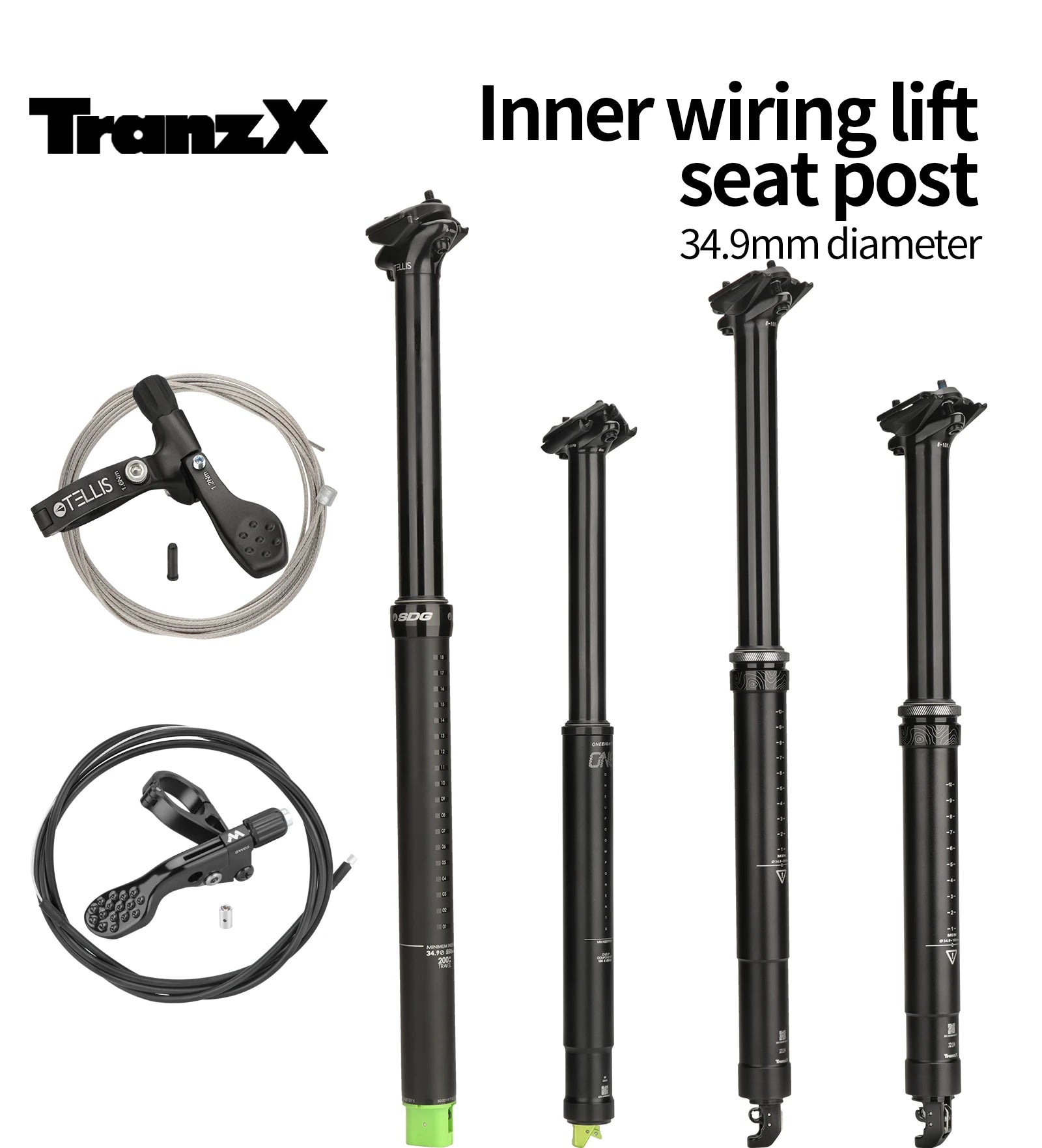MTB Dropper Sattelstütze Aluminiumlegierung 34,4MM Interne Zugsteuerung Sattelrohr 125/150/170/200mm Federweg Meroca Zugsteuerhebel