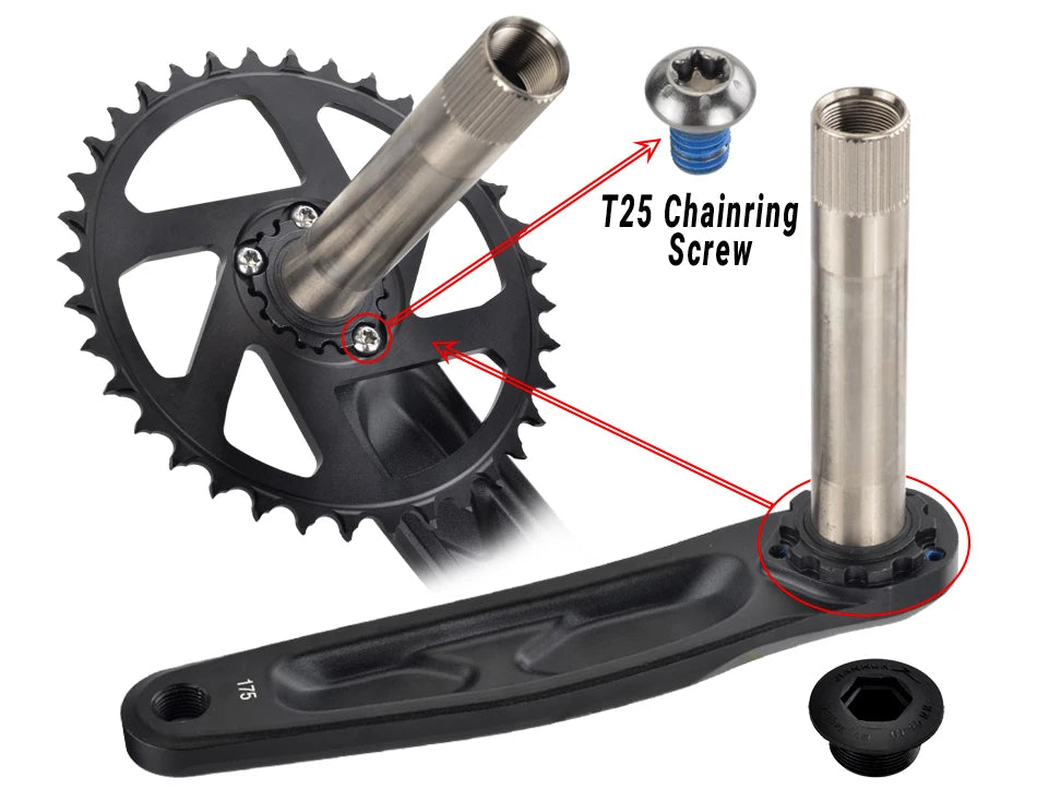 GOLDIX Bicycle Crankset 170/175mm Crank length 0mm Offset Install Directly Chainring 30/32/34/36/38T For Mountain Bike Crankset