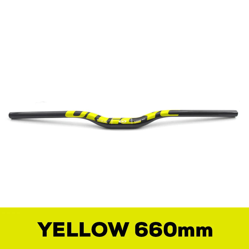 ULLICYC Mountain Bike 3K Full Carbon Handlebar Flat/Rise Carbon Bicycle Handlebar MTB Parts Fluorescent yellow 31.8*580-740mm