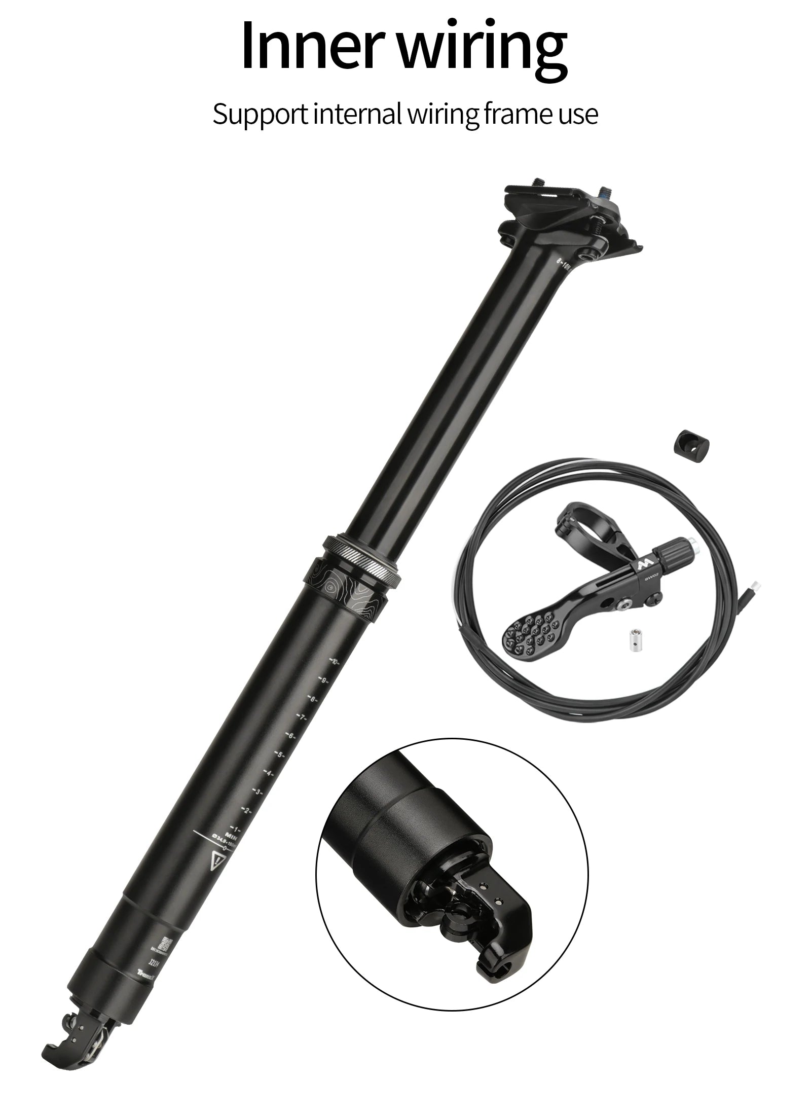 MTB Dropper Sattelstütze Aluminiumlegierung 34,4MM Interne Zugsteuerung Sattelrohr 125/150/170/200mm Federweg Meroca Zugsteuerhebel